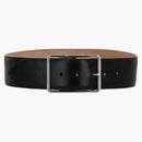 Alexander Mcqueen Wide Leather Belt Silver-tone Black