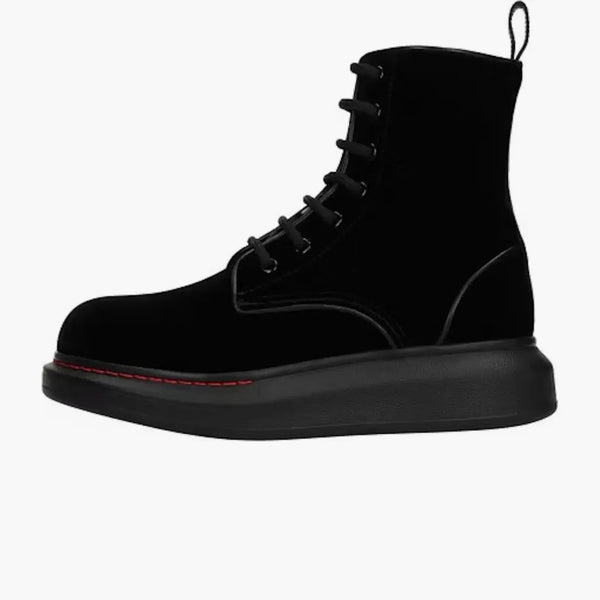Alexander Mcqueen Hybrid Lace Up Boot Velvet Black (women's)
