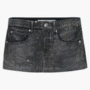 Alexander Wang All Over Distressed Crystal Mini Skirt Washed Black