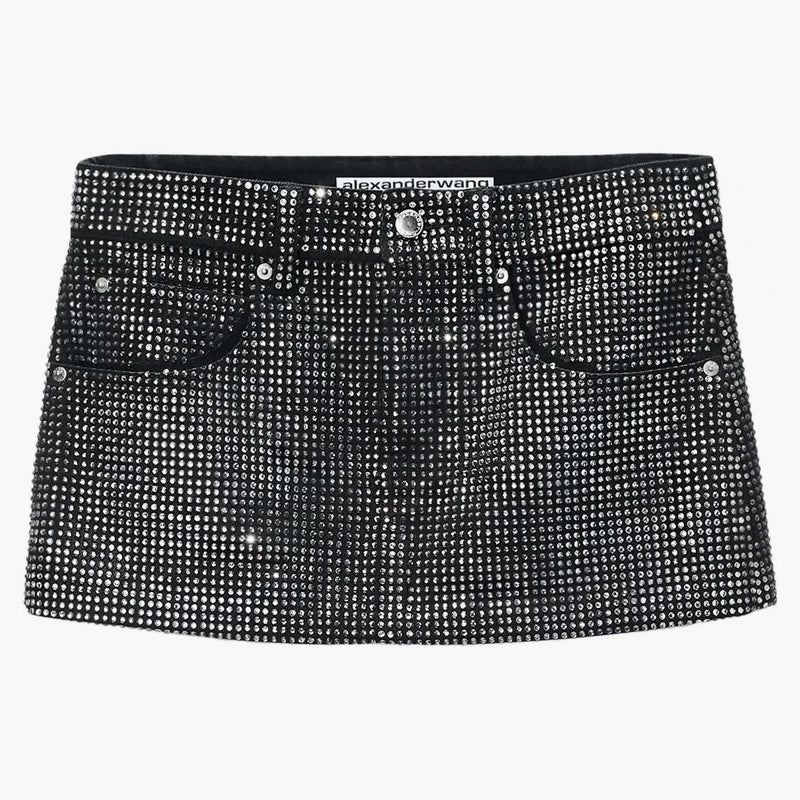 Alexander Wang po celé zoufalé krystalické mini sukni umyvanou černou