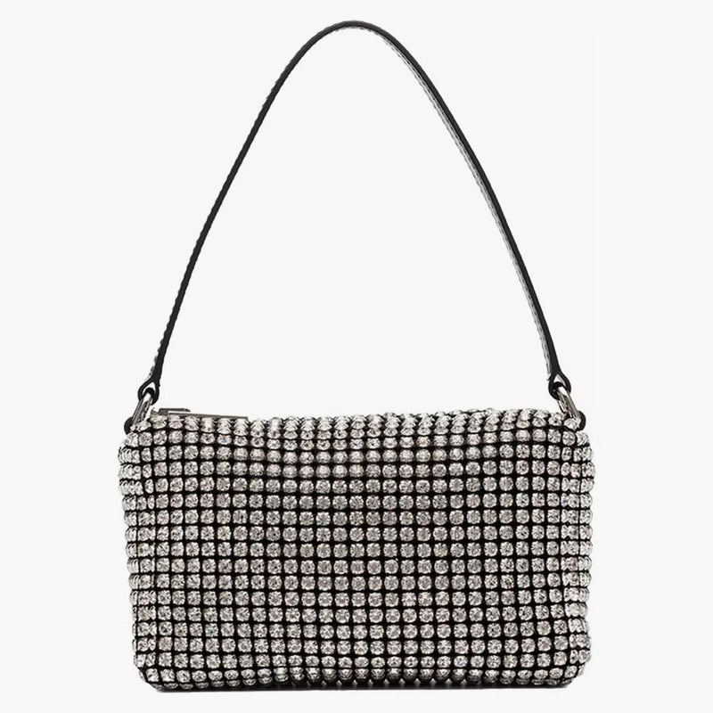 Alexander Wang Chain Mesh Rhinestone Pouch White