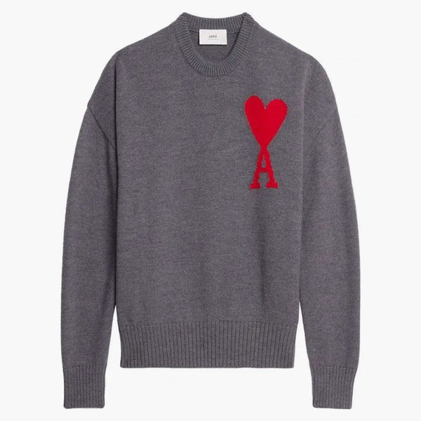 Ami Paris ADC Crewneck Séter Heather Gray/Red
