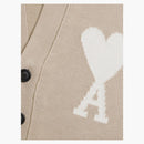 Ami Paris Ami de Coeur Boxy Fit Cardigan Beige/White