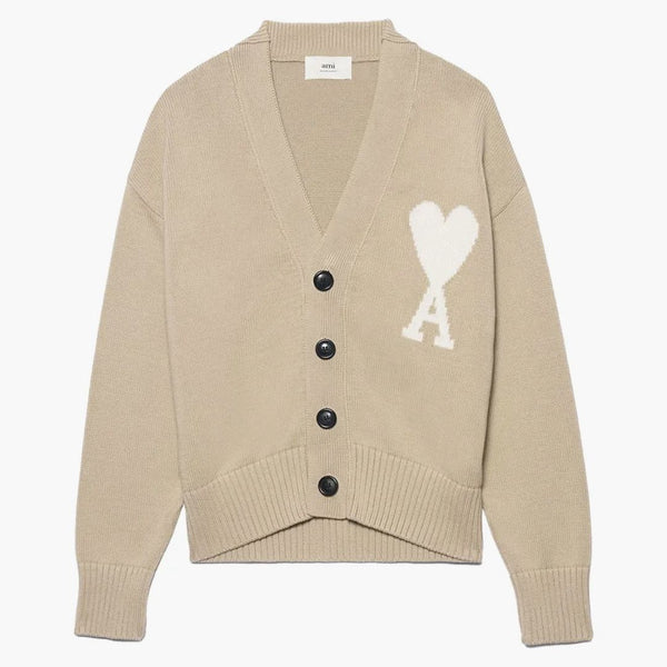 Ami Paříž ami de coeur boxy fit wardigan beige/bílá