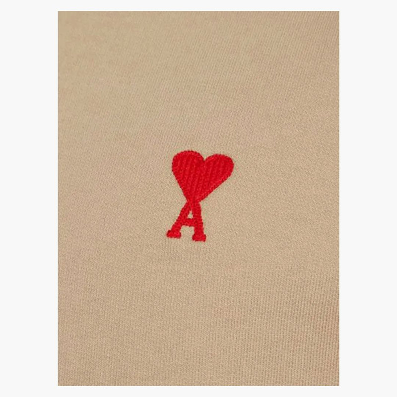 Ami paris ami de coeur clásico Fit Crewneck Beige/Red