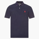Ami Paris Ami De Coeur Embroidered Polo Shirt Navy/red