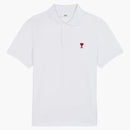 Ami Paris Ami De Coeur Embroidered Polo Shirt White/red