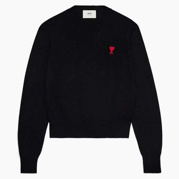 Ami Paříž ami de coeur embooidery Crewneck svetr černý