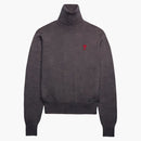 Ami Paris Ami de Coeur Embroidery Turtleneck Sweater Heather Gray