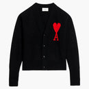 Ami Paris Ami de Coeur Felted Merino Wool Cardigan Black/Red