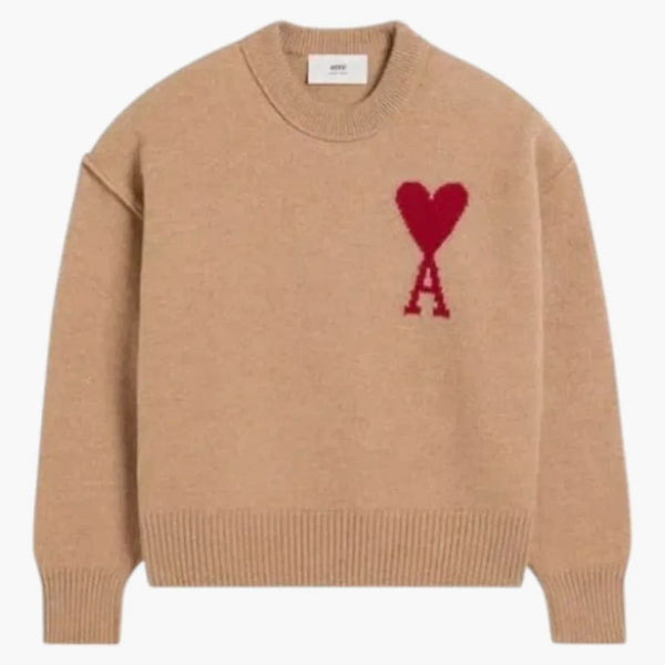 Ami paris ami de coeur jumper beige/rojo