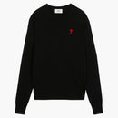 Ami Paris Ami De Coeur Merino Wool Crewneck Sweater Black/red