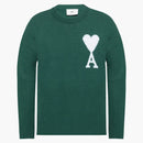 Ami Paris Ami de Coeur Merino Wool Oversized Crewneck Sweater Green/White