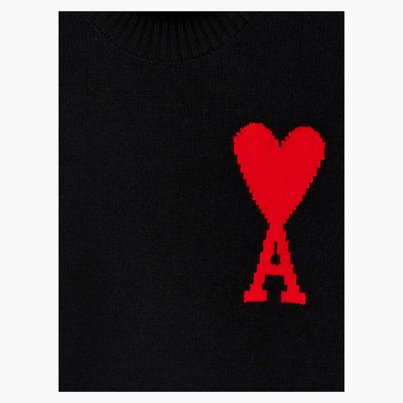 Ami Paris Ami De Coeur Oversize Funnel Neck Sweater Black/red