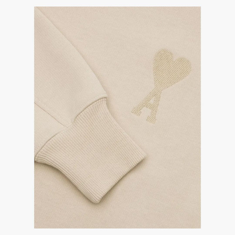 Ami Paris Ami De Coeur Tonal Boxy Fit Crewneck Beige