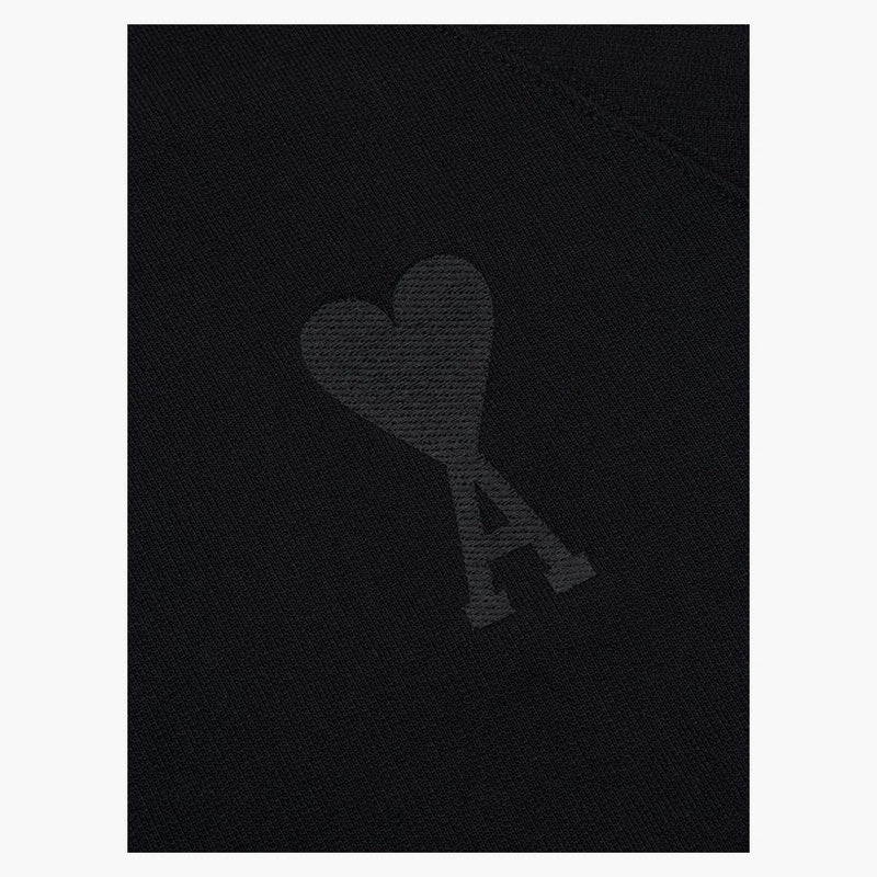 Ami Paris Ami De Coeur Tonal Boxy Fit Crewneck Black