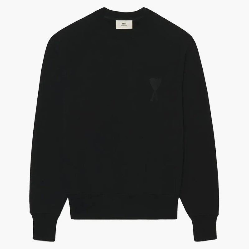 Ami Paris Ami De Coeur Tonal Boxy Fit Crewneck Black
