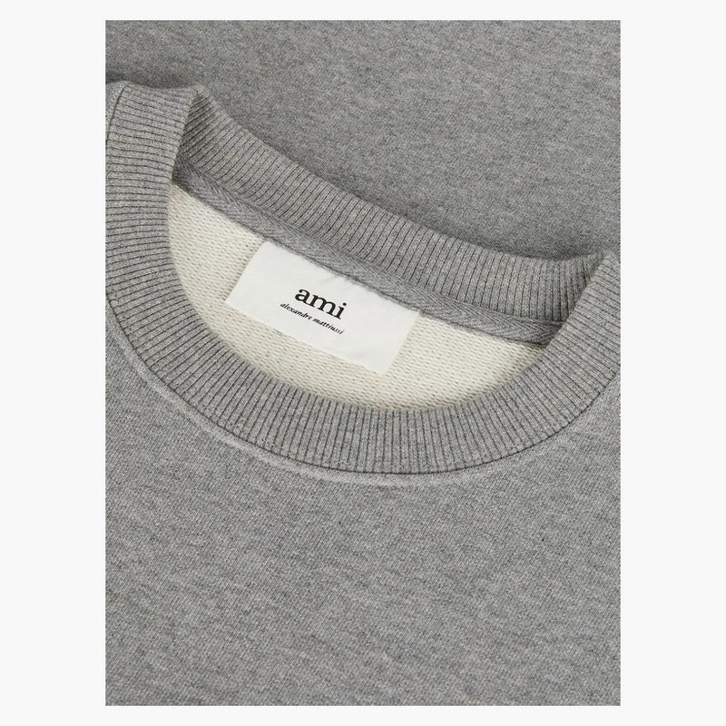 Ami Paris Ami De Coeur Tonal Boxy Fit Crewneck Heather Grey
