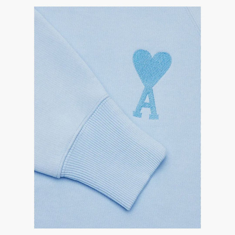 Ami Paris Ami de Coeur Tonal Boxy Fit Crewneck Sky Blue
