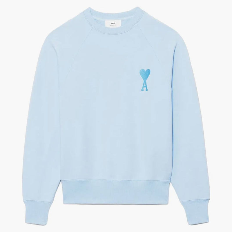 Ami Paris Ami de Coeur Tonal Boxy Fit Crewneck Sky Blue