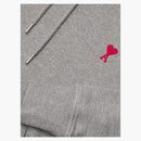 Ami Paris Ami de Coeur Classic Fit Hoodie Heather Gray/Red