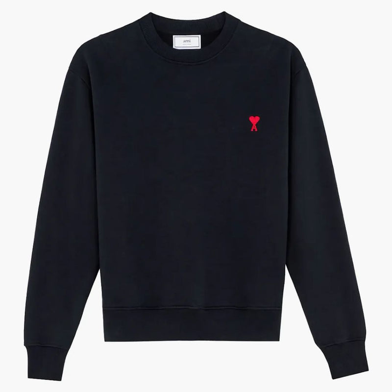 Ami Paris Ami De Coeur Embroidered Logo Crewneck Black/red