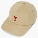 Ami Paris Ami de Coeur Embroidery Cap Beige/Red