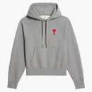 Ami Paris Ami de Coeur Heavy Fleece Small S Heart Popover Boxy Fit Hoodie Heather Gray/Red