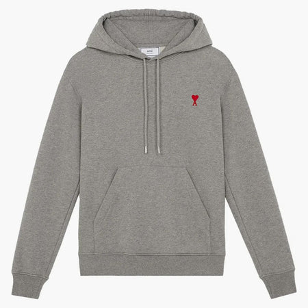 Ami paris ami de coeur sudadera con capucha gris/rojo