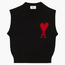 Ami Paris Ami de Coeur Merino Wool Sleeveless Sweater Black/Red