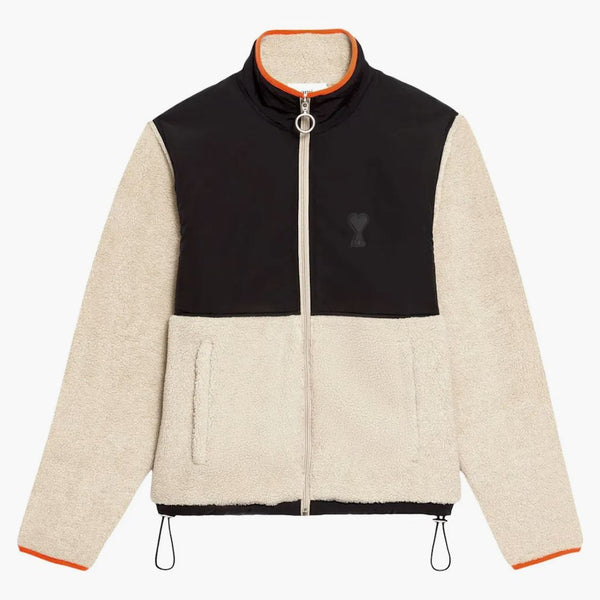 Ami paris ami de coeur sherpa chaqueta con cremallera/apagado blanco