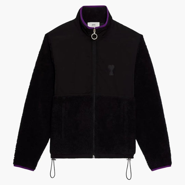 Ami paris ami de coeur sherpa chaqueta con cremallera negra