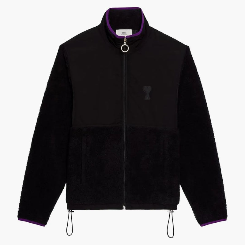 Ami Paris Ami De Coeur Sherpa Zipped Jacket Black
