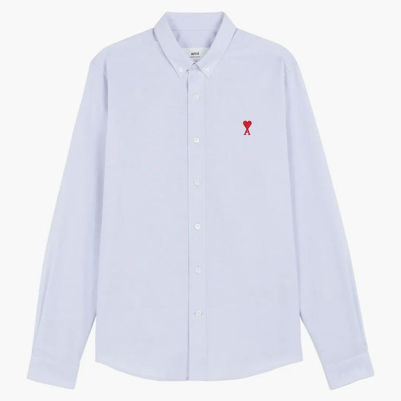 Ami Paris Button Down Ami de Coeur Oxford Shirt Oxford Blue/Red