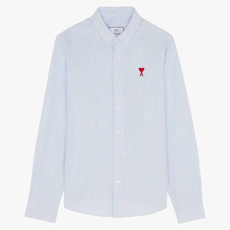 Ami Paris Button Down Ami de Coeur Collar camisa Blanca/Azul/Rojo