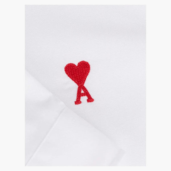 Ami paris botón abajo ami de coeur oxford camisa blanca/roja