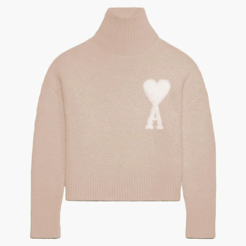 Ami Paris Cloudy Wool Ami de Coeur Sveater Powder Pink/Ivory