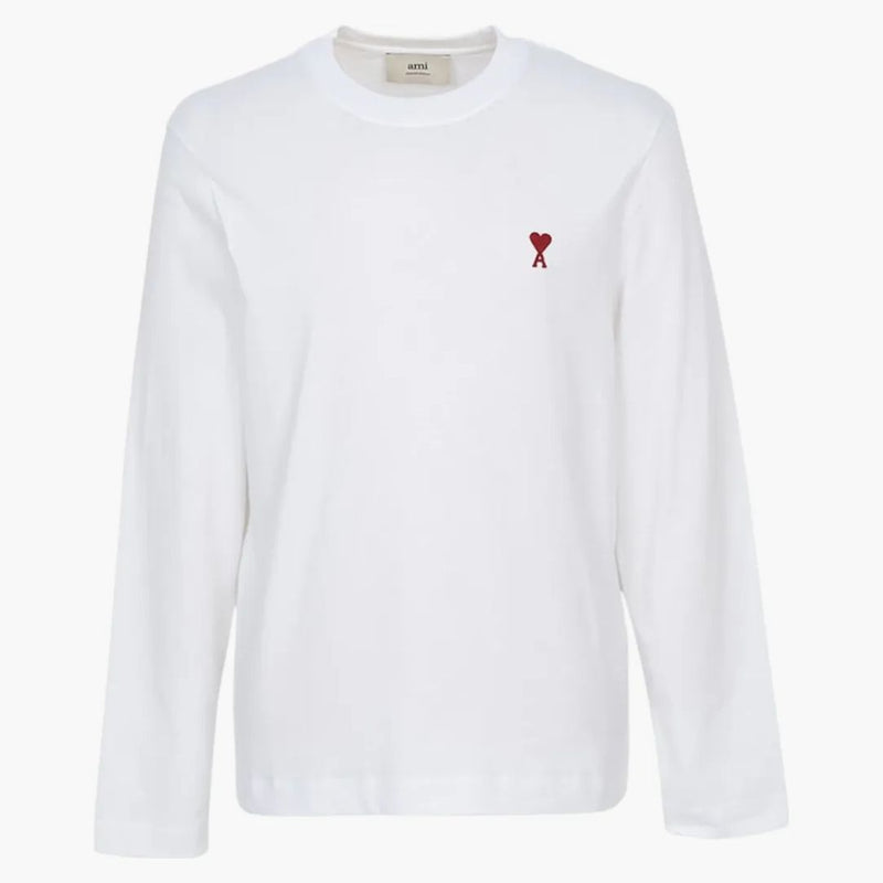 Ami Paris Heart Logo L/s T-shirt White
