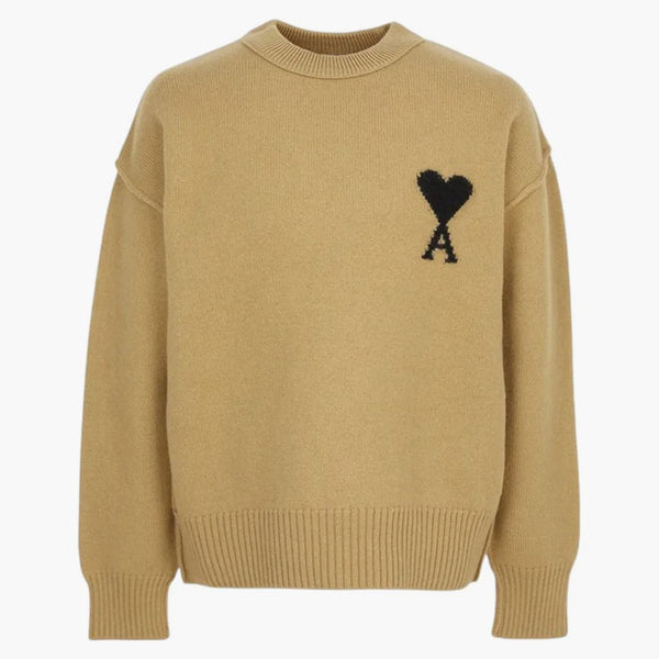 Ami Paris Logo Knitwear Camel
