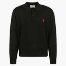 Ami Paris Logo Wool Poloshirt Black/Red