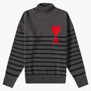 Ami Paris Oversize Stand-up Collar Striped Sweater Gray/Black