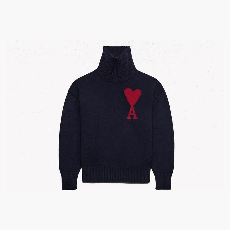 Ami Paris Red Ami De Coeur Sweater Night Blue/red