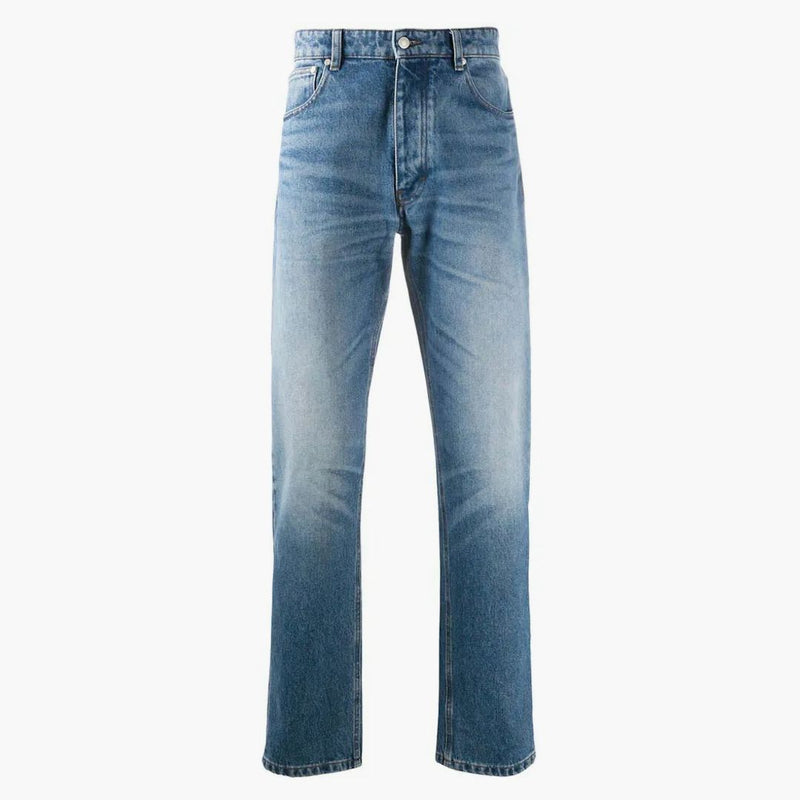 Ami París Jeans de lavado a mitad de lavado de patas rectas