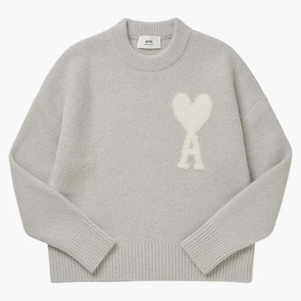 Ami Paris de Coeur Cloudy Wool Svetr Earl Grey/Ivory