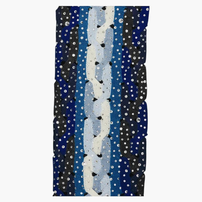 Amiri Crystal Cable Knit Polo Black/Blue