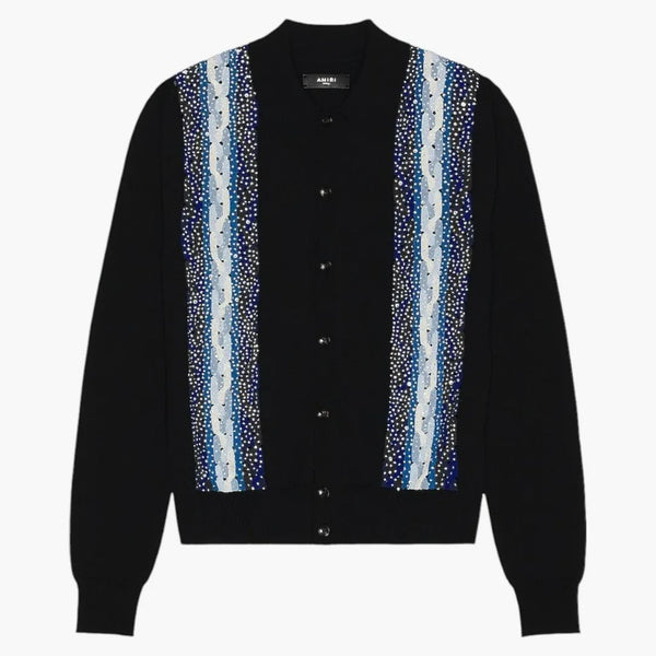 Amiri Crystal Cable Knit Polo Black/Blue