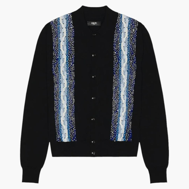 Amiri Crystal Cable Knit Polo Black/Blue