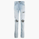 Amiri Efecto angustiado lavado los jeans delgados de mezclilla azul