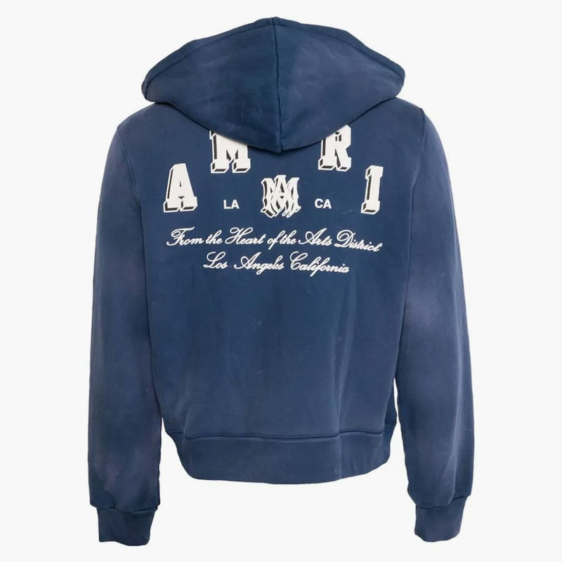 Amiri Vintage Collegiate Zip Hoodie Blue