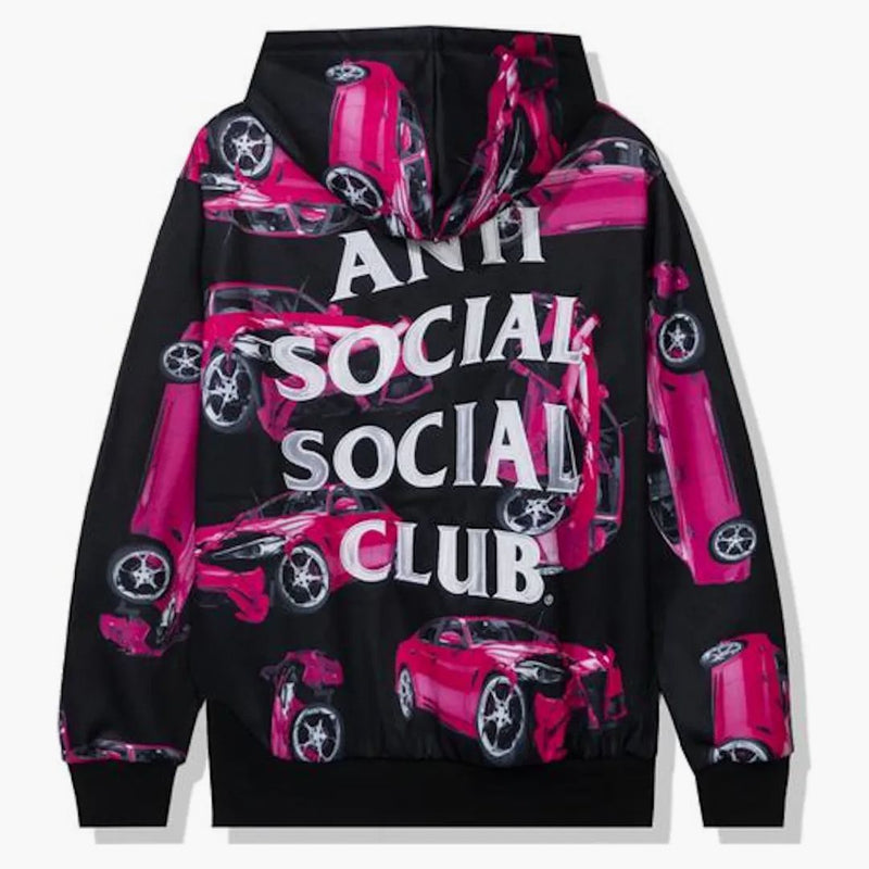Anti Social Social Club 3:00 na Melrose po celé mikině černé/růžové